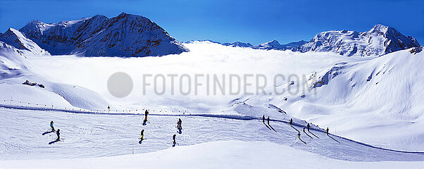 France. Alps. Savoie (73) Sainte Foy Tarentaise  ski track and on rightside  the summit called Mont Pourri 3779 m