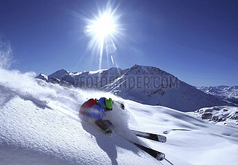 France  Savoie (73) Sainte Foy Tarentaise  Monal off-piste skiing (Model Release OK)