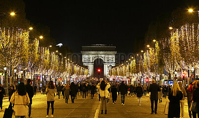 Frankreich-Paris-Christmas-Saison-Licht-Energie-Ersparnis