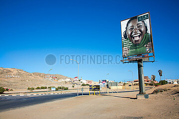 NAMIBIA. KARAS. DESERT NAMIB. SPERRGEBIET NATIONAL PARK. DIAZ CROSS. Luderitz  JC Decaux billboard