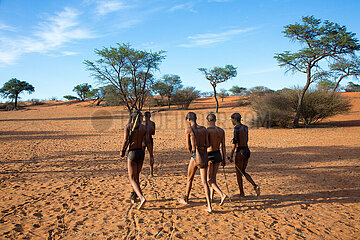NAMIBIA. Kalahari Desert. Young San  indigenous people of southern Africa. The term San tends to replace Bochiman (bush man).
