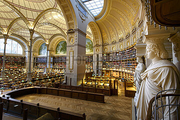 France. Paris (75) 2nd arrondissement. National Library of France (BNF). Richelieu website. The Labrouste room (spaces renovated by Virginie Bregal and Bruno Gaudin in 2016). INHA Library