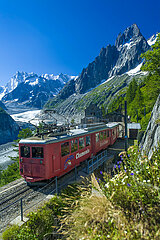 France. Haute-Savoie (74) Chamonix  The Mer de Glace train at Montenvers  massif of Mont Blanc