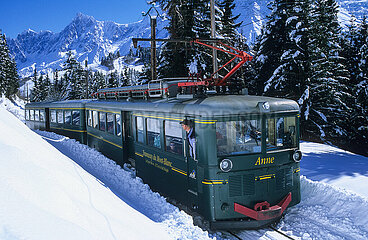 France Haute-Savoie (74) Saint-Gervais/Les Houches  Mont Blanc Tramway to pass Voza and Mont-Blanc du Tacul