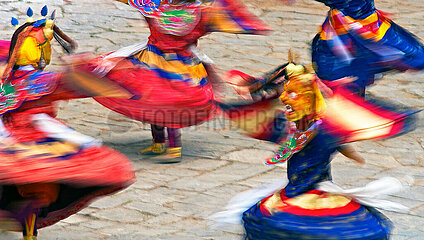 Paro Festival  Bhutan..Durda Chham  dance of the Lord of cremation and the dance of wrathful deities.
