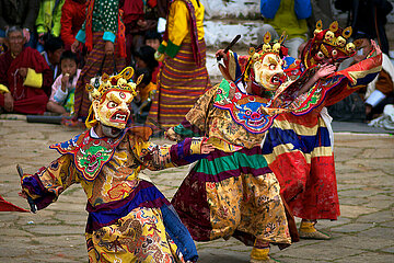 BHUTAN. PARO FESTIVAL  DURDA CHHAM  DANCE OF THE LORD OF CREMATION AND ANGER DEITIES