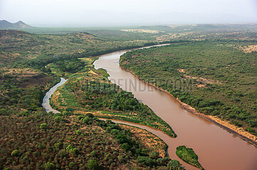 Ethiopia  Sidama region  areal view of Omo river