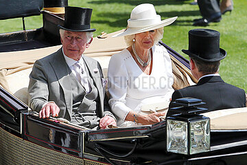 Royal Ascot  The Royal Procession: HRH Prince Charles and Camilla  Duchess of Cornwall arriving at the racecourse