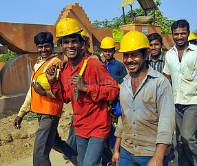 India. Hyderabad. Building construction in the high tech district