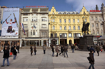 Croatia. Zagreb. Main square 'Ban Jelacic' downtown