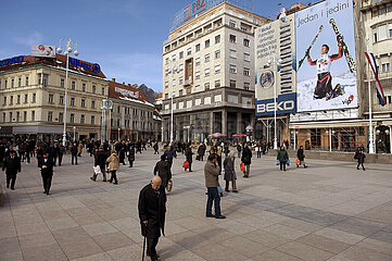 Croatia. Zagreb. Main square 'Ban Jelacic' downtown