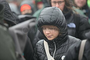 Greta Thunberg bei Demo bei Luetzerath am 14.01.2023
