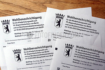 Berlin  Deutschland  Wahlbenachrichtigungen zur Wiederholungswahl zum Abgeordnetenhaus von Berlin