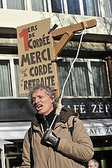 France. Paris (75) February 7  2023. Third day of nationwide rallies and strikes against the pension reform project. Bill raises retirement age to 64