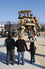 France. Pays de la Loire. Loire-Atlantique (44) Nantes. The Elephant of the Machines of the Island. Created by Francois Delaroziere  in the Parc des Chantiers  former disused shipyards  the island's machines are inspired by Jules Verne and Leonardo da Vinci