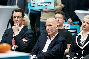 Berlin  Deutschland - Hendrik Wuest und Kai Wegner bei einer Wahlkampfveranstaltung im Konrad-Adenauer-Haus.