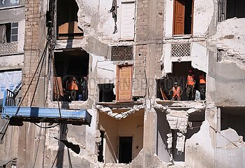 Syrien-Hama-Earthbquake-beschädigtes Haus