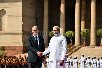 Indien-New Delhi-PM-German Kanzler