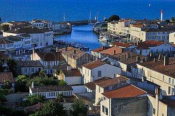 France. Charente-Maritime (17) Ile de Re  village of Saint-Martin-de-Re  the port seen from the bell tower of the church