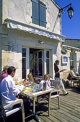 France. Charente Maritime (17) Ile de Re  village of Saint Martin de Re  the port  restaurant La Baleine Bleue