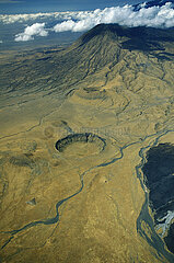 Tanzania. Aerial view of the Ol Doinyo Lengai stratovolcano
