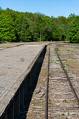 Deutschland  Weimar - Gedenkstaette Buchenwald (KZ-Gedenkstaette)  Gleise am Bahnhof Buchenwald