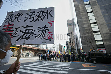 Japan-Tokyo-Protest-Nuklear-kontaminierter Abwasser