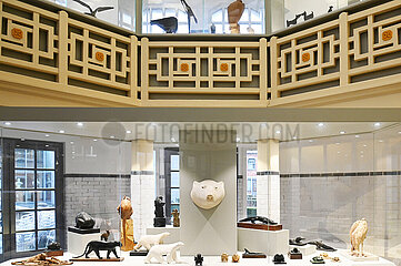 France. North (59). Roubaix. View of the collections of animals sculptures of the Museum of Art and Industry  installed in the buildings of the former municipal swimming pool built around 1930 by the french architect Albert Baert in an Art Deco style.