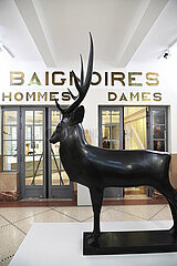 France. North (59). Roubaix. The big deer from the french sculptor Pompon of the Museum of Art and Industry  installed in the buildings of the former municipal swimming pool built around 1930 by the french architect Albert Baert in an Art Deco style.