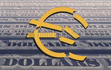 France. Concept of the parity between the euro and the american dollar
