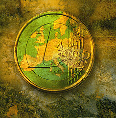 France. Illustartion of Euro coin money