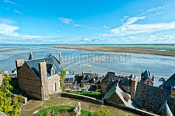 France. Normandy. Manche (50) The abbey of Mont-Saint-Michel  listed as a UNESCO World Heritage Site
