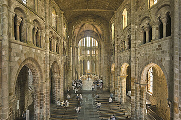 France - Normandy - Manche (50) - Mont Saint Michel - Abbey Church: The nave from the west  during a mass.