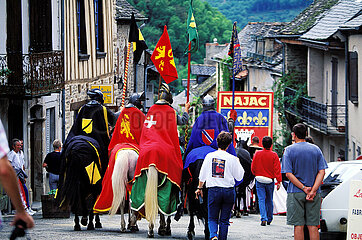 France. Aveyron (12) Najac medieval village. Medieval feast