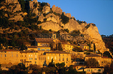 France  Vaucluse(84) Provence  Dentelles de Montmirail  Seguret village in autumn  one of the most beautiful villages of France