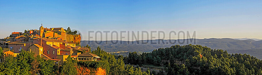 France. Provence. Vaucluse (84) Luberon regional natural park. The village of Roussillon labeled as one of the most beautiful villages in France