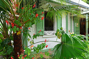 Indian Ocean. France. Reunion Island. Salazie. The village of Hell-Bourg  with its old creole houses  is one of the most beautifull villages of France. Here the Folio House or Folio Villa  built during the XIXe century in the middle of a tropical garden.
