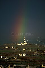 FRANCE.BRITTANY.FINISTERE(29) OUESSANT ISLAND.CREACH LIGHTHOUSE.AERIAL VIEW.(PICTURE NOT AVAILABLE FOR CALENDARS OR POSTCARD)
