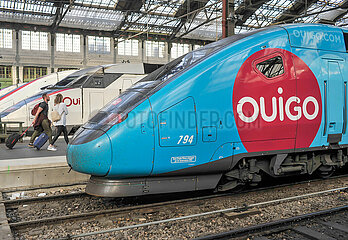 PARIS (75) 12 EME ARRONDISSEMENT. GARE DE LYON. TRAIN TGV OUIGO  LA FILIALE LOW COST DE LA SNCF