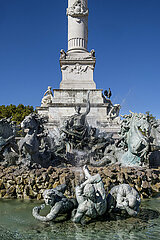 FRANCE. GIRONDE (33). BORDEAUX. THE MONUMENT TO THE GIRONDINS (CLASSIFIED HISTORIC MONUMENT) PLACE DES QUINCONCES  IS COMPOSED OF A COLUMN  FOUNTAINS AND BRONZE SCULPTURES