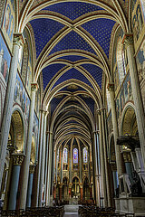 FRANCE. PARIS (6TH DISTRICT). SAINT-GERMAIN-DES-PRES CHURCH. AFTER TWO YEARS OF WORK  THE RESTORED PAINTINGS AND FRESCOES IN THE NAVE