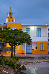 FRANCE  WEST INDIES  GUADELOUPE  MARIE-GALANTE ISLAND  SAINT LOUIS  COLORFUL FACADE OF THE TOWN HALL