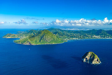 FRANCE. FRENCH WEST INDIES. MARTINIQUE  AERIAL VIEW OF LE DIAMANT (DIAMOND ROCK)
