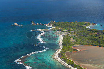 FRANCE. GUADELOUPE  POINTE DES CHATEAUX  GRANDE SALINE SALT MARSH AND LAGON (AERIAL VIEW)