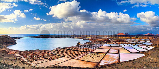 SPAIN. CANARY ARCHIPELAGO. ISLAND OF LANZAROTE. JANUBIO SALT PANS