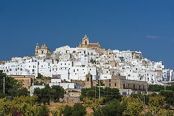 ITALY. PUGLIA REGION. ITRI ??VALLEY. WHITE VILLAGE OF OSTUNI  LISTED AS WORLD HERITAGE OF HUMANITY BY UNESCO