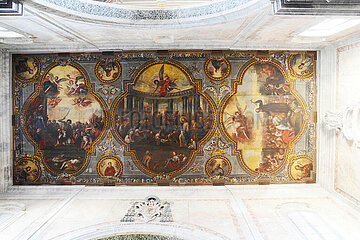 ITALY. PUGLIA. OSTUNI. THE PAINTED CEILING OF THE CATHEDRAL OF THE ASSUMPTION (BASILICA MINORE) BUILT FROM 1435.