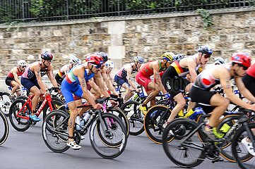 FRANCE  PARIS (75) 7TH DISTRICT    TRIATHLON TEST EVENT OF 18 AUGUST 2023  CYCLING RACE ON THE FUTURE RACE OF THE OLYMPIC GAMES PARIS 2024 ON THE QUAI ANATOLE FRANCE