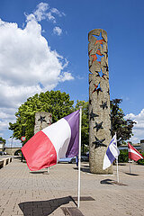 GRAND DUCHY OF LUXEMBOURG. SCHENGEN. IT IS IN THIS SMALL TOWN  CLOSE TO THE BORDERS WITH GERMANY AND FRANCE  THAT THE SCHENGEN AGREEMENT WAS ESTABLISHED IN 1985. ON THE PLACE DES ETOILES  THE MEMBER STATES ARE REPRESENTED BY THEIR FLAG