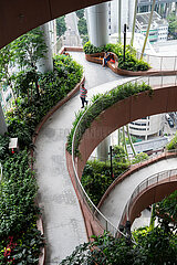 Singapur  Republik Singapur  Green Oasis vertikaler Garten des CapitaSpring Wolkenkratzers im Raffles Place Geschaeftszentrum